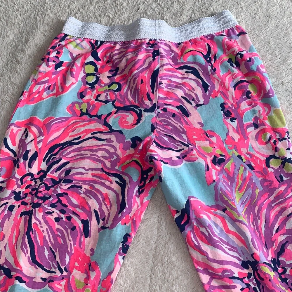 Lily Pulitzer Girls Bright Pink Pajama Loungewear Pants EUC 8/10 Large